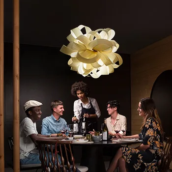 אמנות LED אור תליון יפנית עץ הנברשת נורדי סלון, חדר שינה שולחן האוכל מנורת תקרה בר לופט קישוט