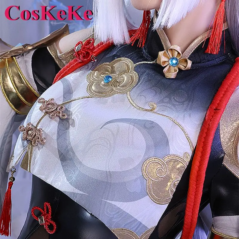 CosKeKe Shenhe קוספליי אנימה המשחק Genshin השפעה תחפושת מתוקה מהממת מדים שמלה נשים, מסיבת ליל כל הקדושים משחק תפקידים בגדים - 3