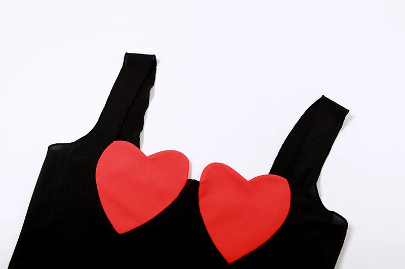 באביב ובקיץ נשים חדשות של אופנה רצועה סקסית לפתוח בחזרה ניגודיות צבע אוהב את הלב גופיה - 3