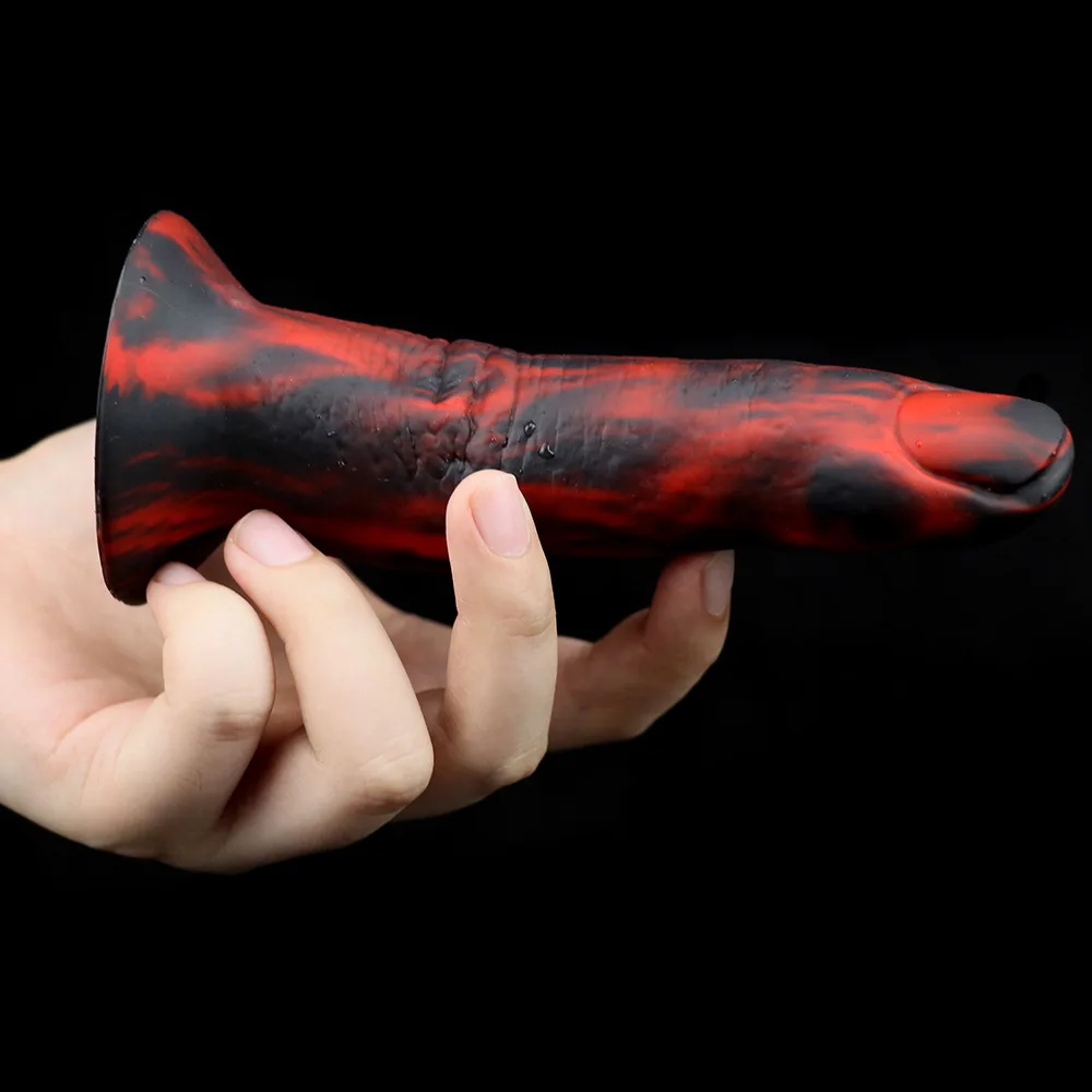 רך מציאותי מפלצת הפין צעצועים נוח גמיש שחור אדום האצבע צורה חייזרית ויברטורים לעיסוי הערמונית צעצועי מין לנשים - 3