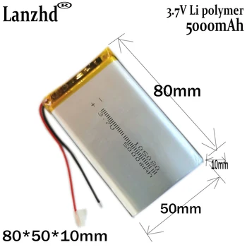 3.7 V 5000mAh 105080 ליתיום פולימר נטענת הסוללה LED אור חשמלי, צעצוע, מצלמת ה-Bluetooth GPS DVD שאיבת שומן נייד