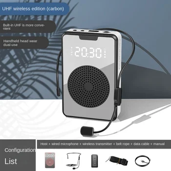 אלחוטית קול, רמקול מגבר Bluetooth מיקרופון רמקול עם מיקרופון דיבורית אישית,עבור מדריך טיולים-שחור