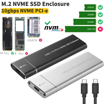 M. 2 NGFF/NVME המתחם M2 SSD NVMe hdd מקרה M2 USB 3.1 Type C 6/10Gbps מתאם מ ' מפתח HD תיבת אחסון דיסק קשיח חיצוני לתיק