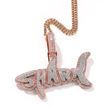 כריש שרשרת תליון לגברים נשים קר בחוץ בלינג זרקונים קסמי 3 צבעים אופנה היפ הופ תכשיטים מתנות