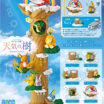 Re-ment ממתקים צעצוע עץ פוקימון מזג האוויר קישוטי עץ קופסאות כמוסה Gashapon צעצוע