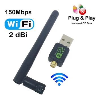 Mini USB 2.0 150Mbps אלחוטית WiFi כרטיס רשת פלאג MT7601 802.11 b/g/n LAN כרטיס מתאם עם rotatable אנטנה למחשב נייד