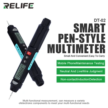 RELIFE DT-02 מודד דיגיטלי בודק חכם עט סוג גלאי מתח DC-AC קיבולת אוהם NCV הרץ דיודה המשכיות מטר כלי
