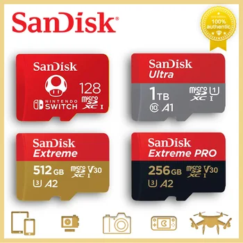 SanDisk כרטיס זיכרון מיקרו SD 100% מקורי-C10 U1 U3 4K HD טרנס כרטיסי פלאש על המצלמה GoPro DJI נינטנדו להחליף כרטיס MicroSDXC
