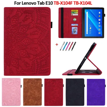 Case For Lenovo Tab E10 TB-X104F שחפת X104F E 10 עם תבליט עור PU לעמוד הארנק לוח כיסוי עבור Lenovo Tab E10 מקרה Funda