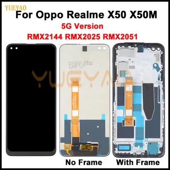 LCD עם מסגרת OPPO Realme X50 5G LCD RMX2144 תצוגה מסך מגע דיגיטלית הרכבה X50 X50M צגי lcd מודול החלפת
