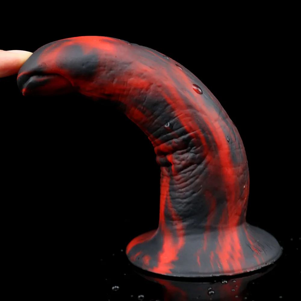 רך מציאותי מפלצת הפין צעצועים נוח גמיש שחור אדום האצבע צורה חייזרית ויברטורים לעיסוי הערמונית צעצועי מין לנשים - 4