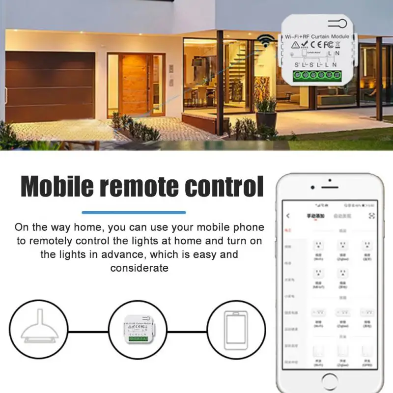 Tuya חכם החיים Wifi RF433 עיוור וילון מתג עם שלט רחוק חשמלי רולר תמיכה ב-Google הביתה אלקסה בית חכם - 4
