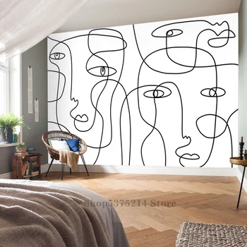 תקציר קו הפנים טפטים מותאמים אישית גודל חדר השינה, הסלון למסדרון ציור הקיר מודרני עיצוב פשוט שיפוץ הבית אמנות