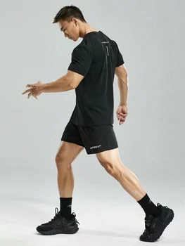 2023 חדש ייבוש מהיר רופף ספורט לגברים שרוול קצר חולצה crewneck קיץ לנשימה ריצת אימון פיתוח גוף, פנאי-s