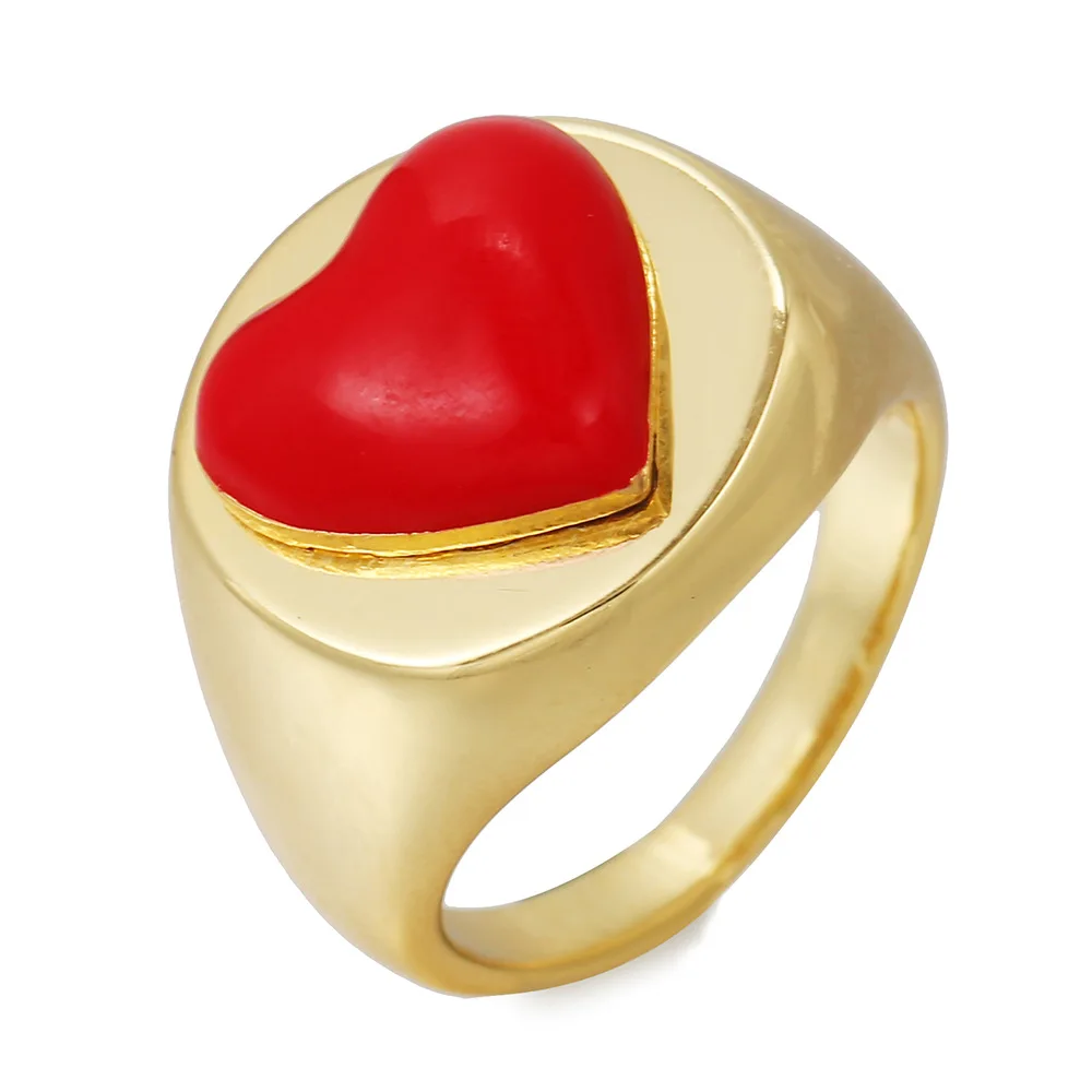 חדש תוספות יצירתי פרח מתוק טבעת וינטג ' מצופה זהב נחושת פרח לב טבעות לנשים בנות אופנה תכשיטים מתנה - 5