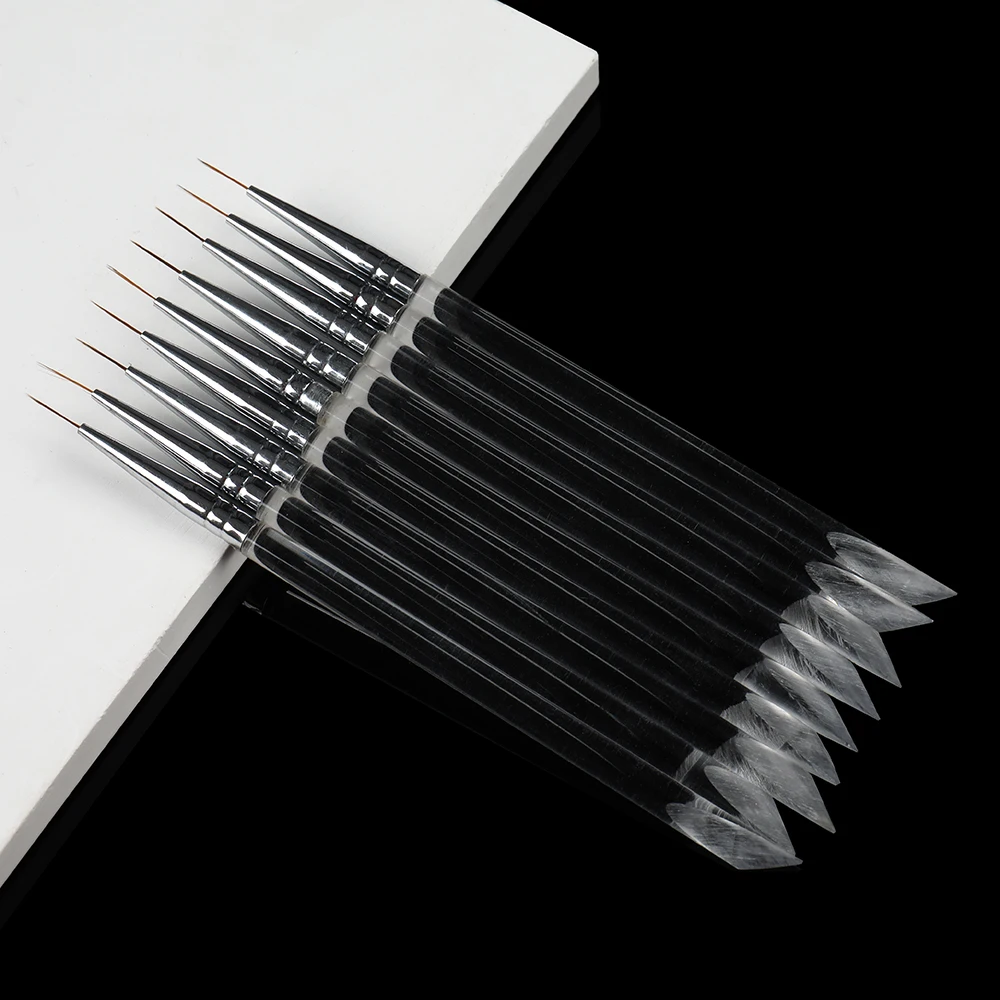 BQAN 3pcs צרפתית פס אמנות ציפורן מברשת ליינר סט אקריליק ציפורניים מברשת אמנות ציפורן מברשת DIY עט הציור UV ג ' ל מברשות ציור עט - 5