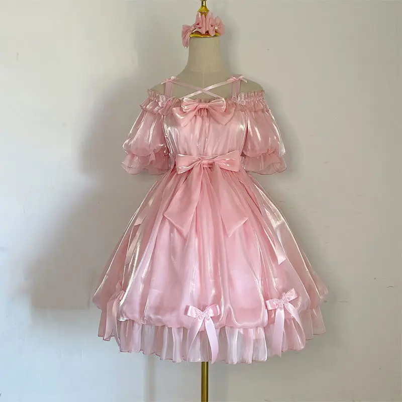 יפנית הגותי לוליטה נסיכה השמלה נשים ויקטוריאני רטרו קשת קפלים חתונה שמלות ערב בנות חמודות חמודות פיות Vestidos - 5