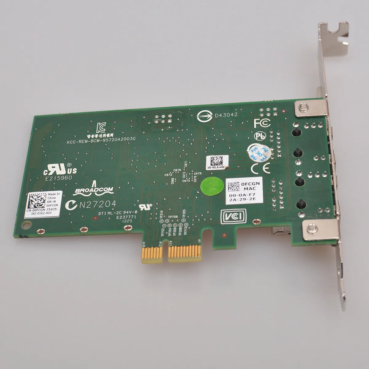 מקורי Broadcom 5720 BCM5720 557M9 כפול 2 יציאת רשת Gigabit באינטרנט כרטיס PCI-E X1 עבור Dell גרסה 00FCGN 0FCGN - 5