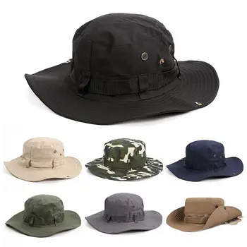 1Pc חיצונית גברים מוצק שמש כובע כובע דלי ' ונגל, דיג כובע קמפינג רחב שוליים לנשים חיצוני הקיץ צבאי הכובע כובע