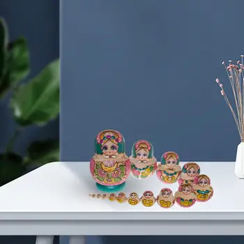 15Pcs קריקטורה לערום בובות דמויות Matryoshka בובות מסורתי קישוט עץ בבושקה לקישוט הבית יום הולדת למשרד