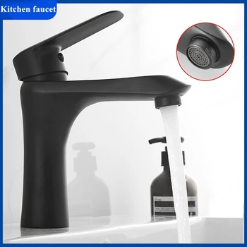 נחושת שחור כיור ברז חמים וקרים מרפסת באגן האמבטיה שירותים צבע שחור כיורים ברז פליז ברזים למטבח