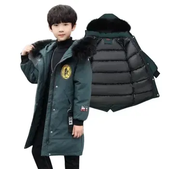 בחורף הילדים ' קט בצבע מלא זמן סגנון חם קר הגנה מעטה למטה כותנה מעיל רוח מעילי על 4-14 שנים בנים