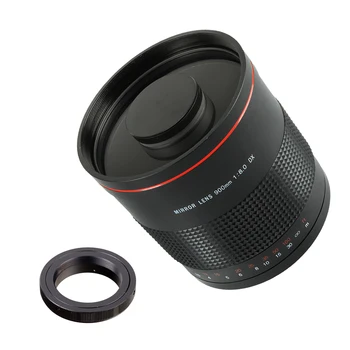 900mm F8.0 MF סופר מראה עדשת טלה + T2 הר מתאם הטבעת עבור Canon Nikon Pentax סוני אולימפוס M43 פוג ' י מצלמת DSLR