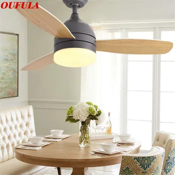 OULALA מודרני מאוורר התקרה אורות עם שליטה מרחוק עץ אוהד להב הביתה דקורטיביים עבור הסלון חדר השינה מסעדה