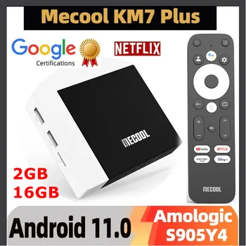 10PCS MECOOL KM7 פלוס תיבת הטלוויזיה אנדרואיד 11 נטפליקס 4k מוסמך של גוגל 2GB 16GB DDR4 100M LAN לאינטרנט S905Y4 AV1 הביתה Media Player