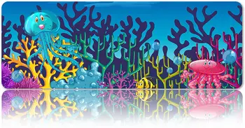 צוללת אלמוגים משטח עכבר 31.5x11.8 אינץ החלקה גדול משטח עכבר אוקיינוס נוף עמיד למים מלבן צורה גומי Mousepad