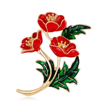 אדום פרח סיכה סיכות לנשים אופנה קריסטל Broches תכשיטים וינטאג ' Broche PinsBrooch
