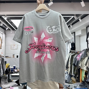 23SS אופנה חדשה Forgivess מופשט להדפיס חולצה גברים, נשים, האיכות הטובה ביותר בציר חולצה חולצות טי חלופה בגדים