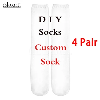 CLOOCL מותאמת אישית 4 זוגות באמצע גרביים 3D מודפס אופנה קריקטורה אנימה DIY עיצוב גברים נשים אופנה קצר גרביים זרוק משלוח